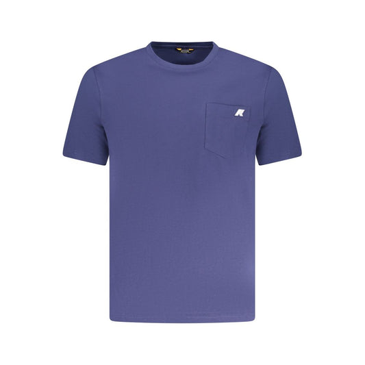K-WAY Blue Cotton T-Shirt, short sleeve crew neck with logo and one pocket application.