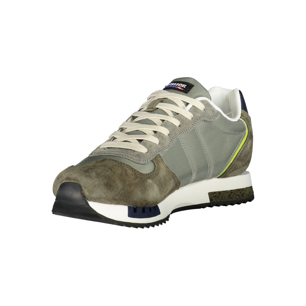 Blauer Green Polyester Mens Sneaker with contrasting details, versatile green shade, and removable footbed for comfort.