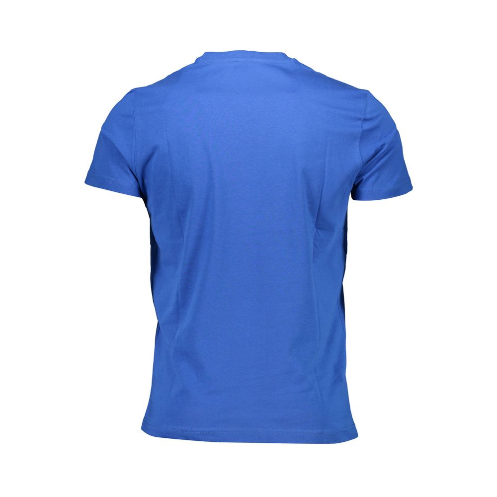 Back view of Diesel Blue Cotton Men T-Shirt with short sleeves, featuring high-fashion streetwear design and premium cotton fabric.