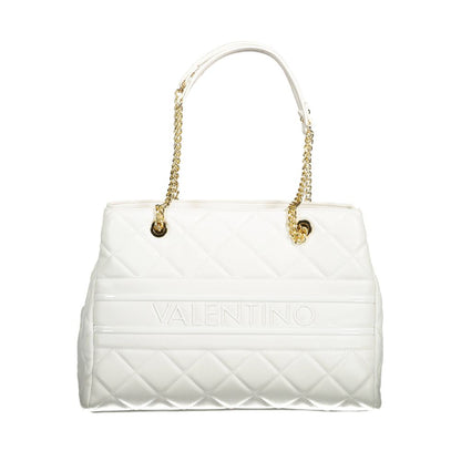 Mario Valentino White Polyethylene Women Handbag with elegant chain and dual handles, ideal for sophisticated fashion enthusiasts.