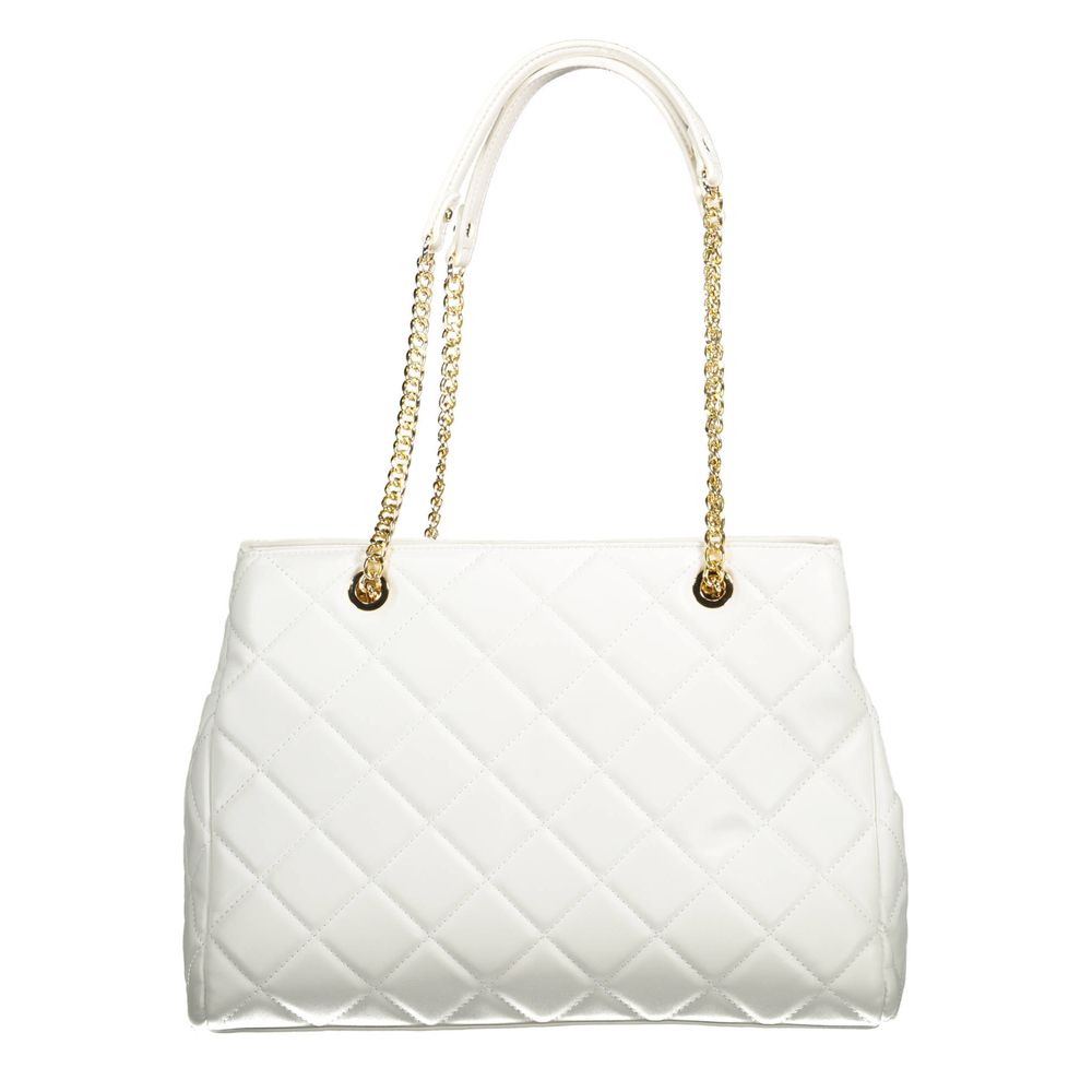 Mario Valentino White Polyethylene Women Handbag with elegant chain handle, showcasing chic design and functionality.