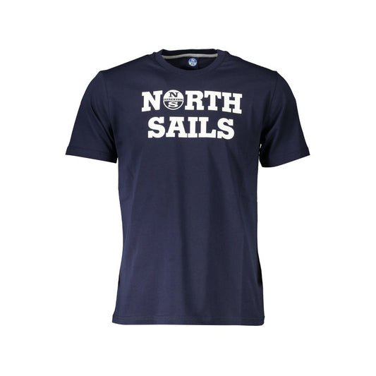 North Sails Blue Cotton Men T-Shirt with logo design, short sleeve and crew neck