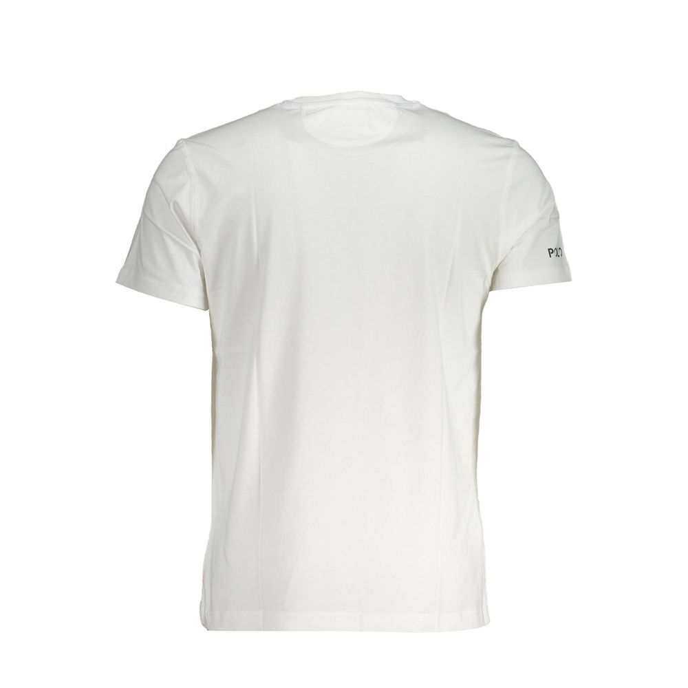 Back view of La Martina White Cotton Men T-Shirt with short sleeves and crew neck