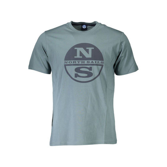 North Sails Green Cotton Men T-Shirt with logo and striking print.