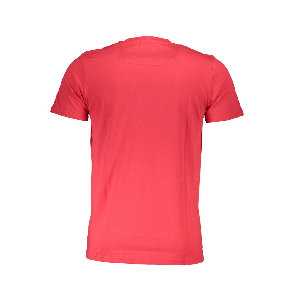 Back view of Cavalli Class Red Cotton Men T-Shirt with short sleeves and crew neck.