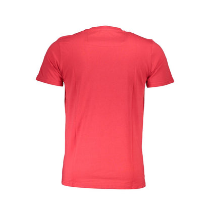 Back view of Cavalli Class Red Cotton Men T-Shirt with short sleeves and crew neck.