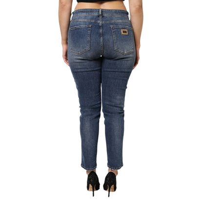 Dolce & Gabbana Blue Washed Cotton Low Waist Denim Jeans
