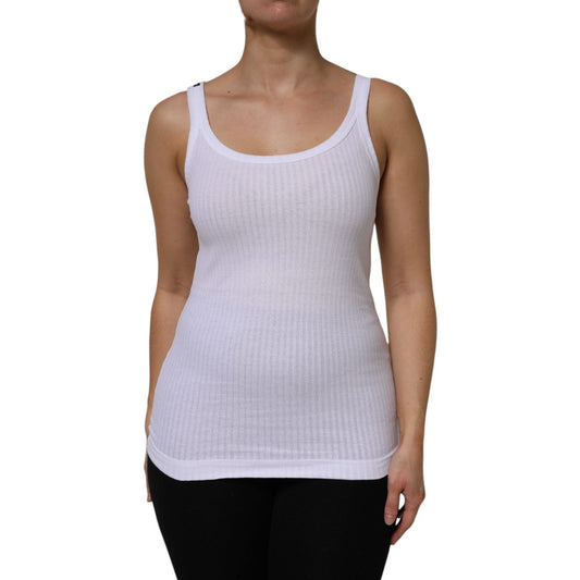 Dolce & Gabbana White Cotton Round Neck Sleeveless Tank Top TSH7170-44