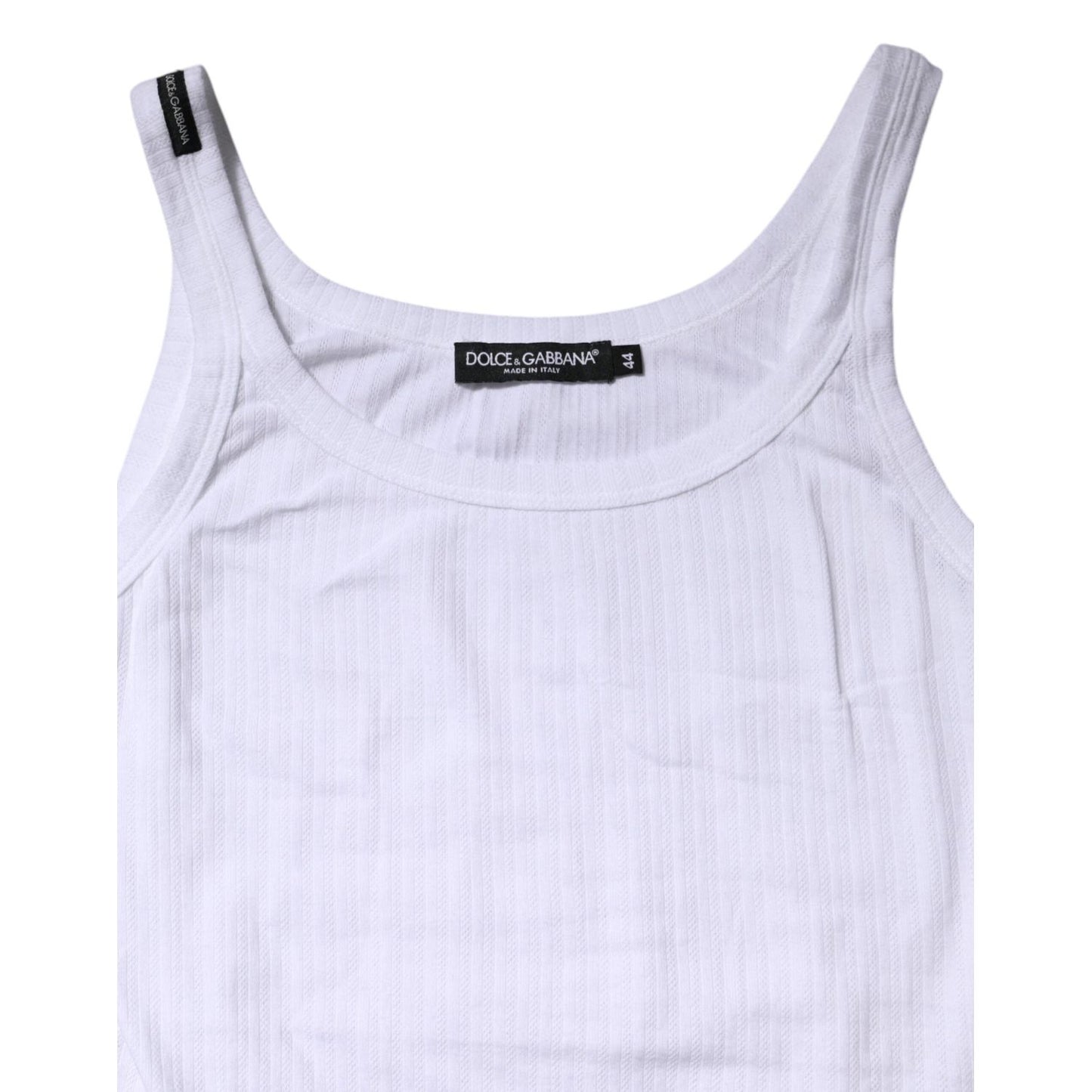 Dolce & Gabbana White Cotton Round Neck Sleeveless Tank Top TSH7170-44