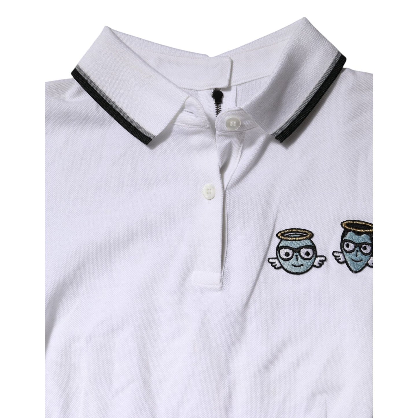 Dolce & Gabbana White Cotton Short Sleeves Collared Polo Top