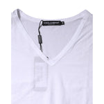 Dolce & Gabbana White Cotton Short Sleeves V-Neck Top T-shirt TSH87388-38