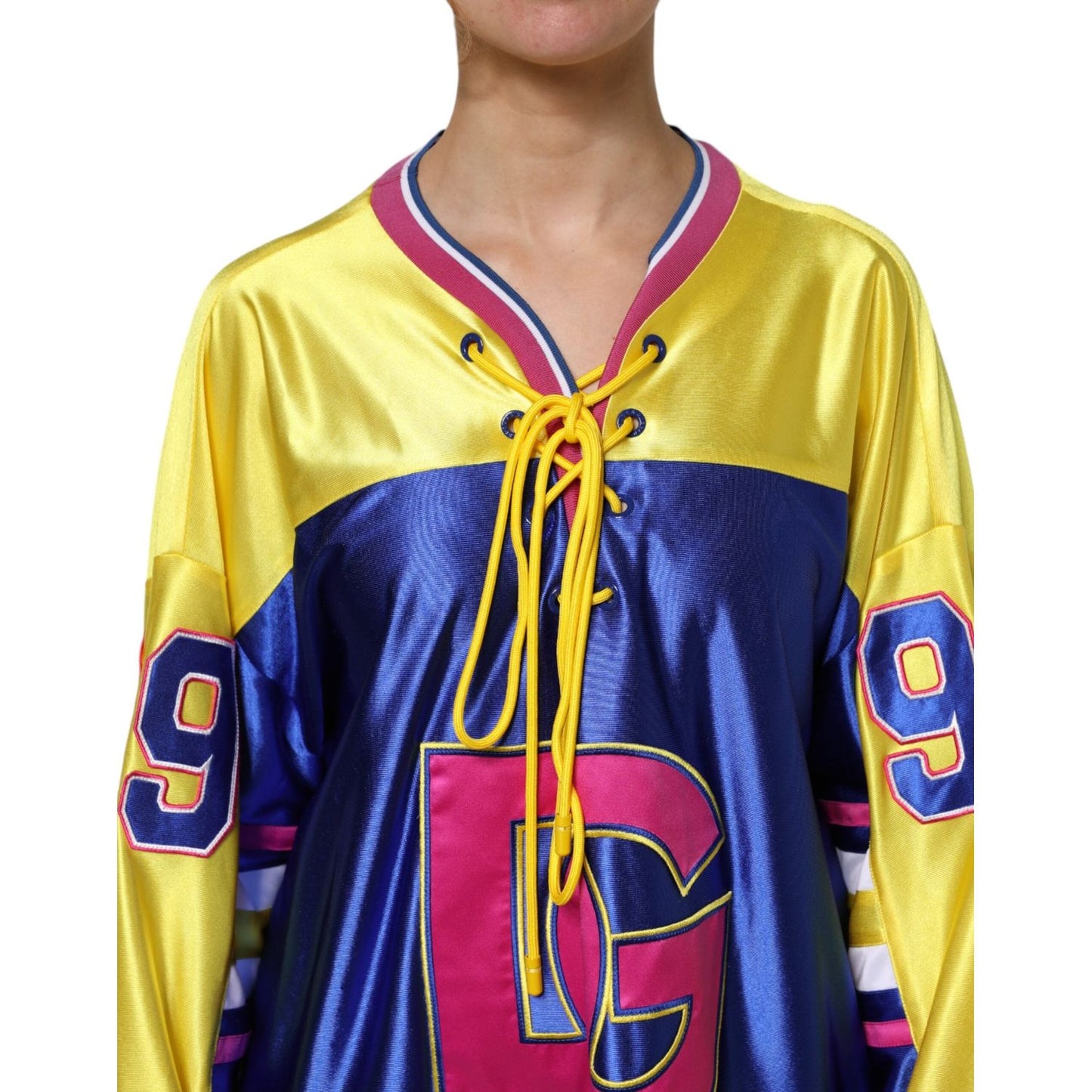 Dolce & Gabbana Multicolor Polyester Long Sleeves V-Neck Top TSH90380-40