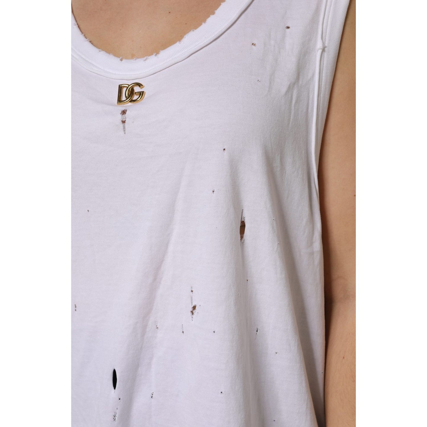 Dolce & Gabbana White Cotton Sleeveless Round Neck Tank Top TSH878520-42