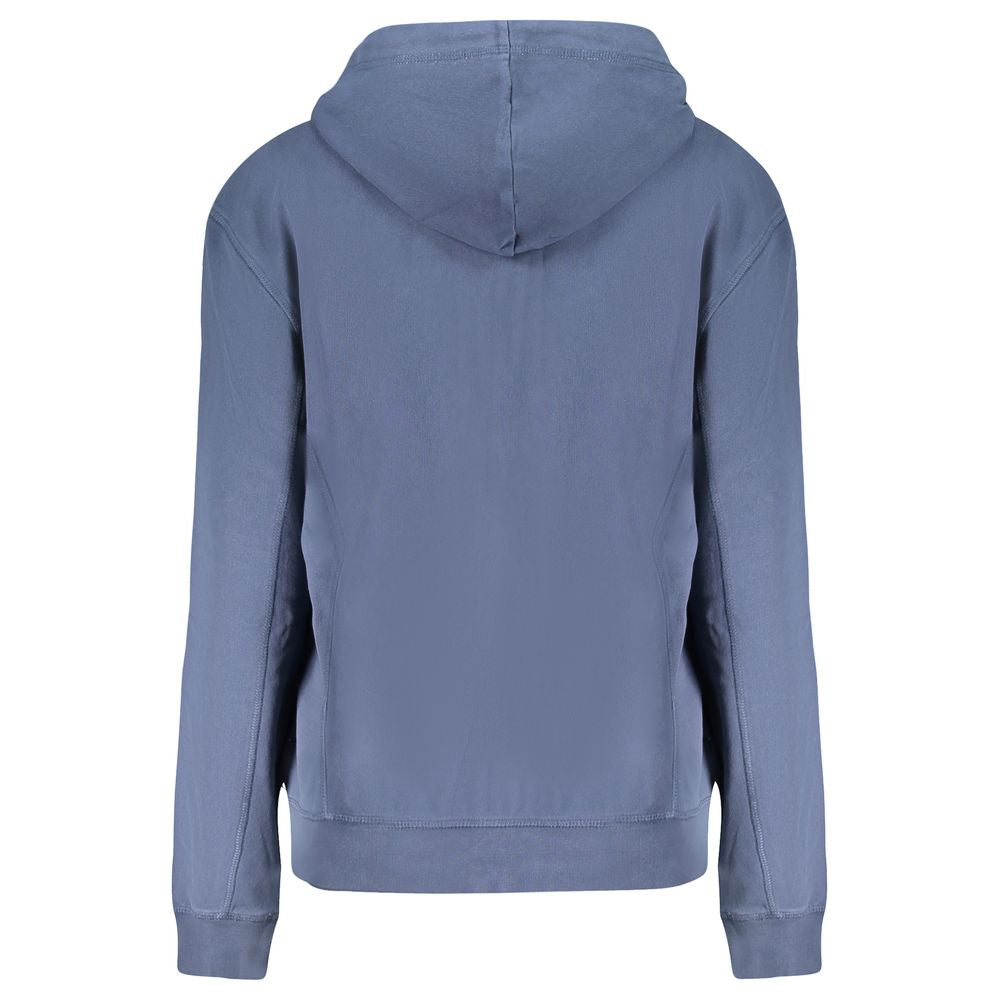 North Sails Blue Cotton Women Sweater back view featuring hood and casual design for comfort and style.