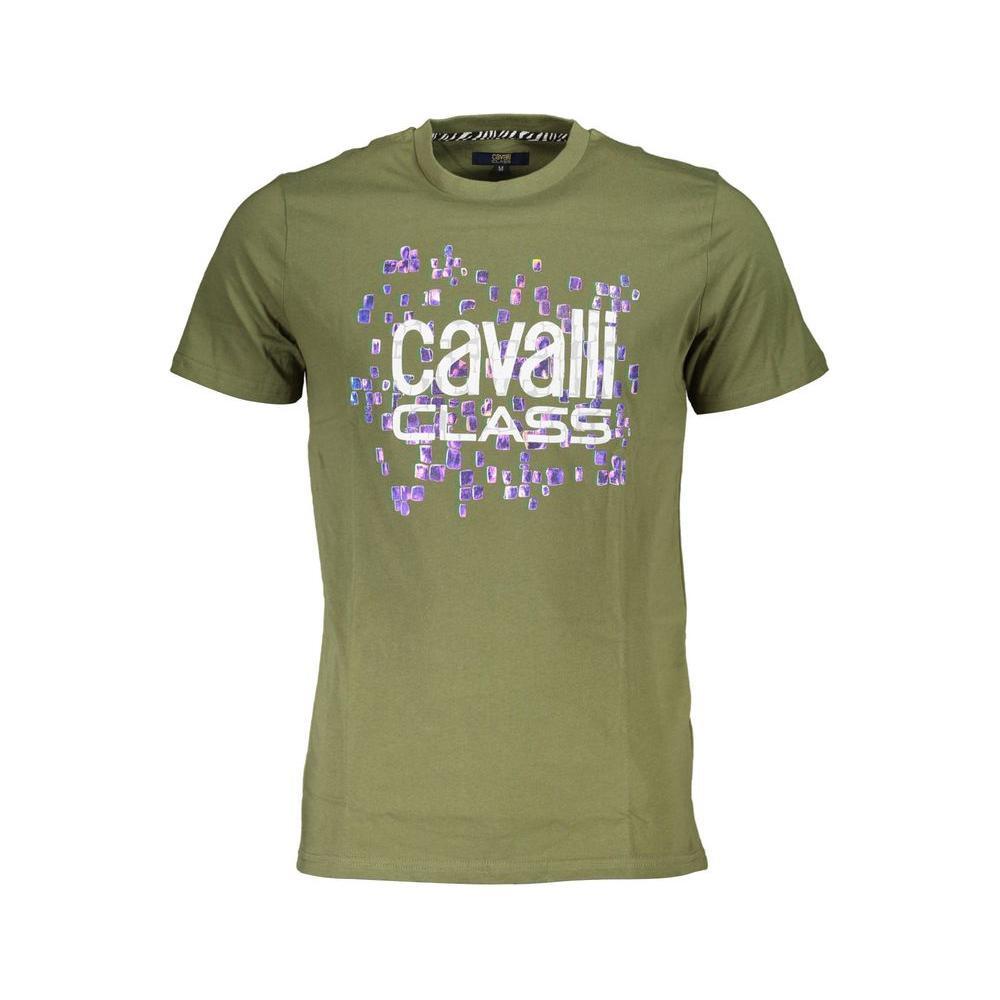 Cavalli Class Green Cotton Men T-Shirt