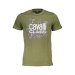 Cavalli Class Green Cotton Men T-Shirt