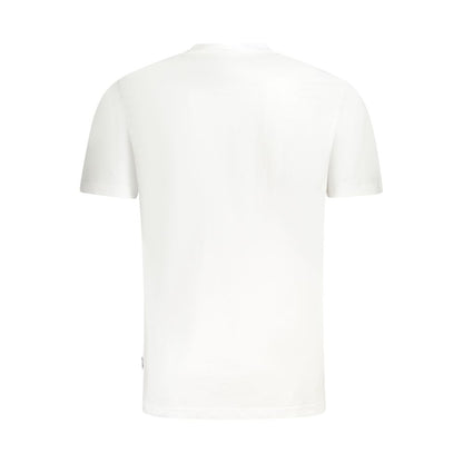 Back view of Fila White Cotton Men T-Shirt showcasing regular fit and crew neck design
