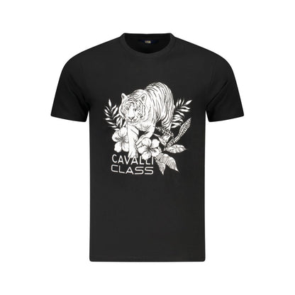Cavalli Class Black Cotton Men T-Shirt
