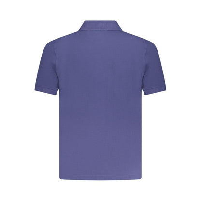 K-WAY Blue Cotton Polo Shirt with short sleeves, two buttons, and logo application. Back view of the polo shirt for men.