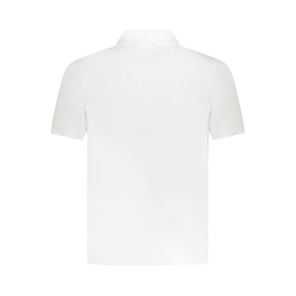 Back view of K-WAY White Cotton Polo Shirt, short sleeve, 2 buttons, logo application.