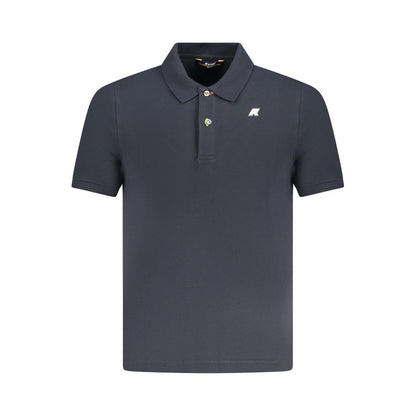 K-WAY Blue Cotton Polo Shirt, short sleeve with 2 buttons and logo application, front view