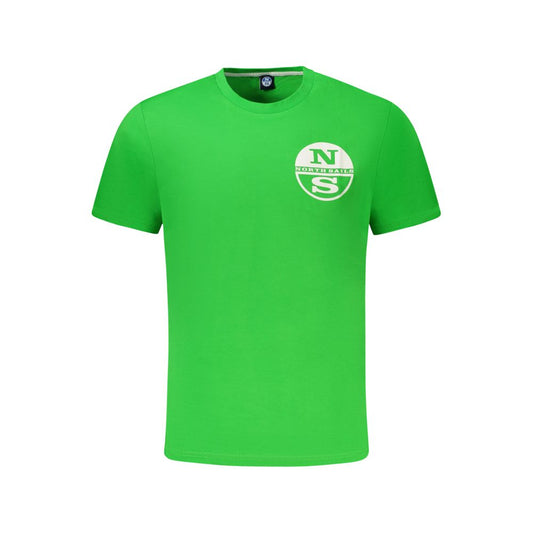 North Sails Green Cotton Men T-Shirt featuring bold logo and crew neck design