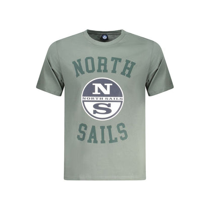 North Sails Green Cotton Men T-Shirt with logo and nautical print