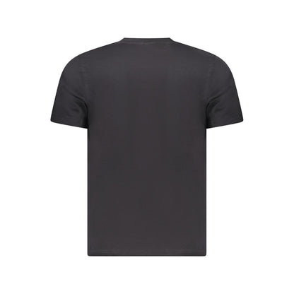 North Sails Black Cotton Men T-Shirt back view, short sleeve casual crew neck top, iconic logo design, premium breathable fabric for comfort.
