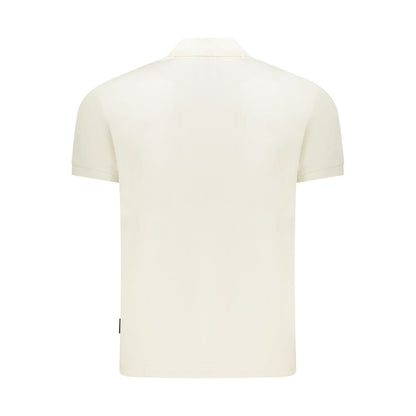Back view of Napapijri White Cotton Men Polo Shirt showcasing relaxed fit and iconic logo for a stylish casual look.
