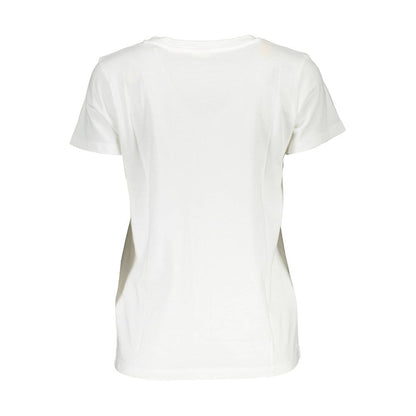 Back view of Levi's White Cotton Women T-Shirt showcasing comfortable fit and clean design