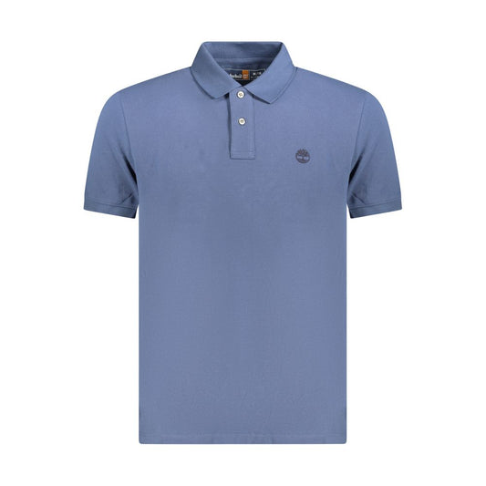 Timberland Blue Cotton Polo Shirt with short sleeves, regular fit, 2 buttons, and logo embroidery.