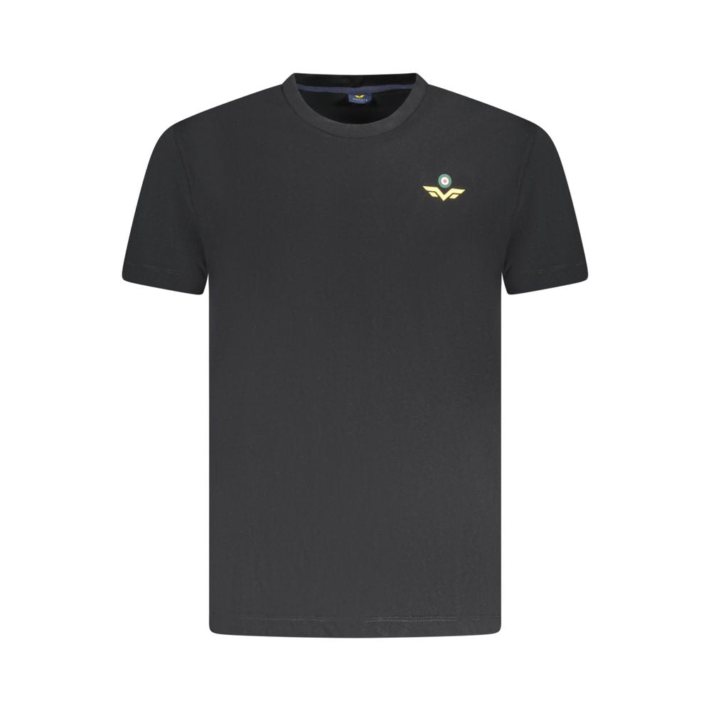 Armata Di Mare Black Cotton Men T-Shirt with iconic logo and short sleeves for fashion-forward style.
