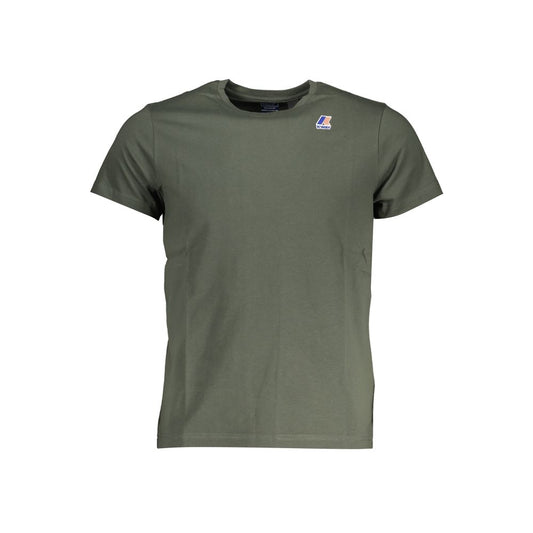 K-WAY Green Cotton T-Shirt with short sleeves, crew neck, and logo print