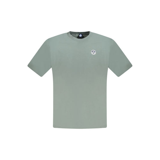 North Sails Green Cotton Men T-Shirt with logo, short sleeves and crew neck, perfect for a stylish and comfortable casual look.
