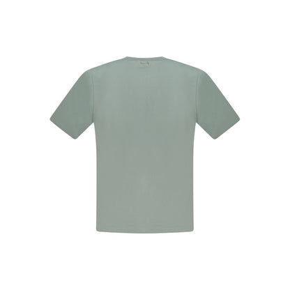 Back view of North Sails Green Cotton Men T-Shirt featuring soft green hue and short sleeves.