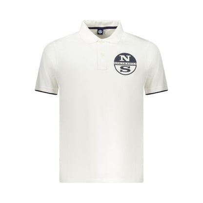 North Sails White Cotton Men Polo Shirt with logo, short sleeve design, and contrasting details.