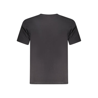 North Sails Black Cotton Men T-Shirt back view showcasing crew neck design and breathable fabric for casual wear elegance.