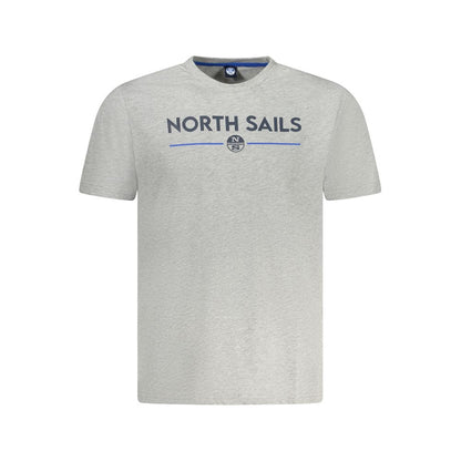 North Sails Brown Cotton Men T-Shirt featuring logo and nautical design on front, displayed on plain background.