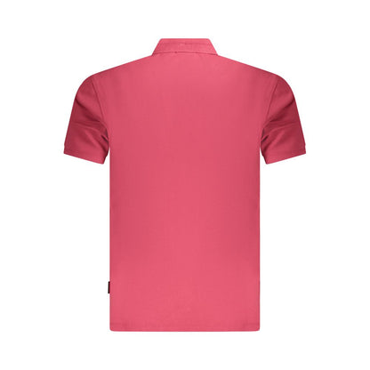 Back view of Napapijri Red Cotton Men Polo Shirt with short sleeves and regular fit