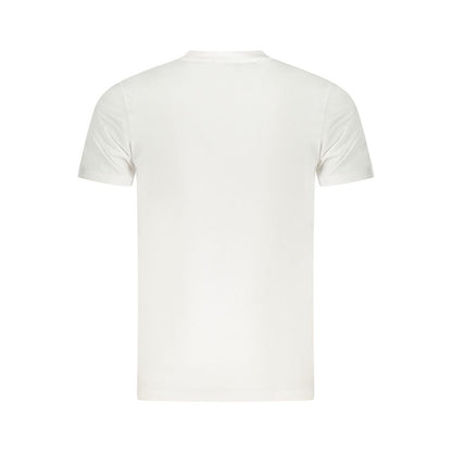Back view of Cavalli Class White Cotton Mens TShirt showing classic crew neck design.