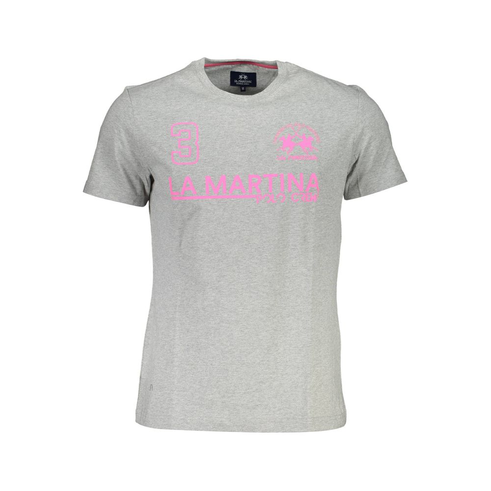 La Martina Gray Cotton T-Shirt