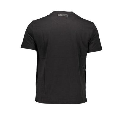 Plein Sport Black Cotton Men T-Shirt, back view showcasing short sleeves and soft cotton material.