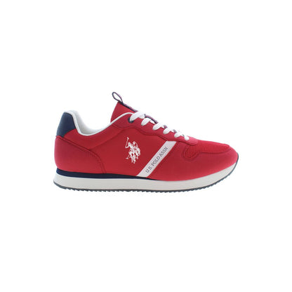 U.S. POLO ASSN. Red Polyester Men Sneaker with logo and bold design, ideal for stylish sportswear.