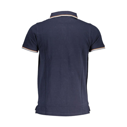 Back view of Norway 1963 Blue Cotton Men Polo Shirt with contrasting details