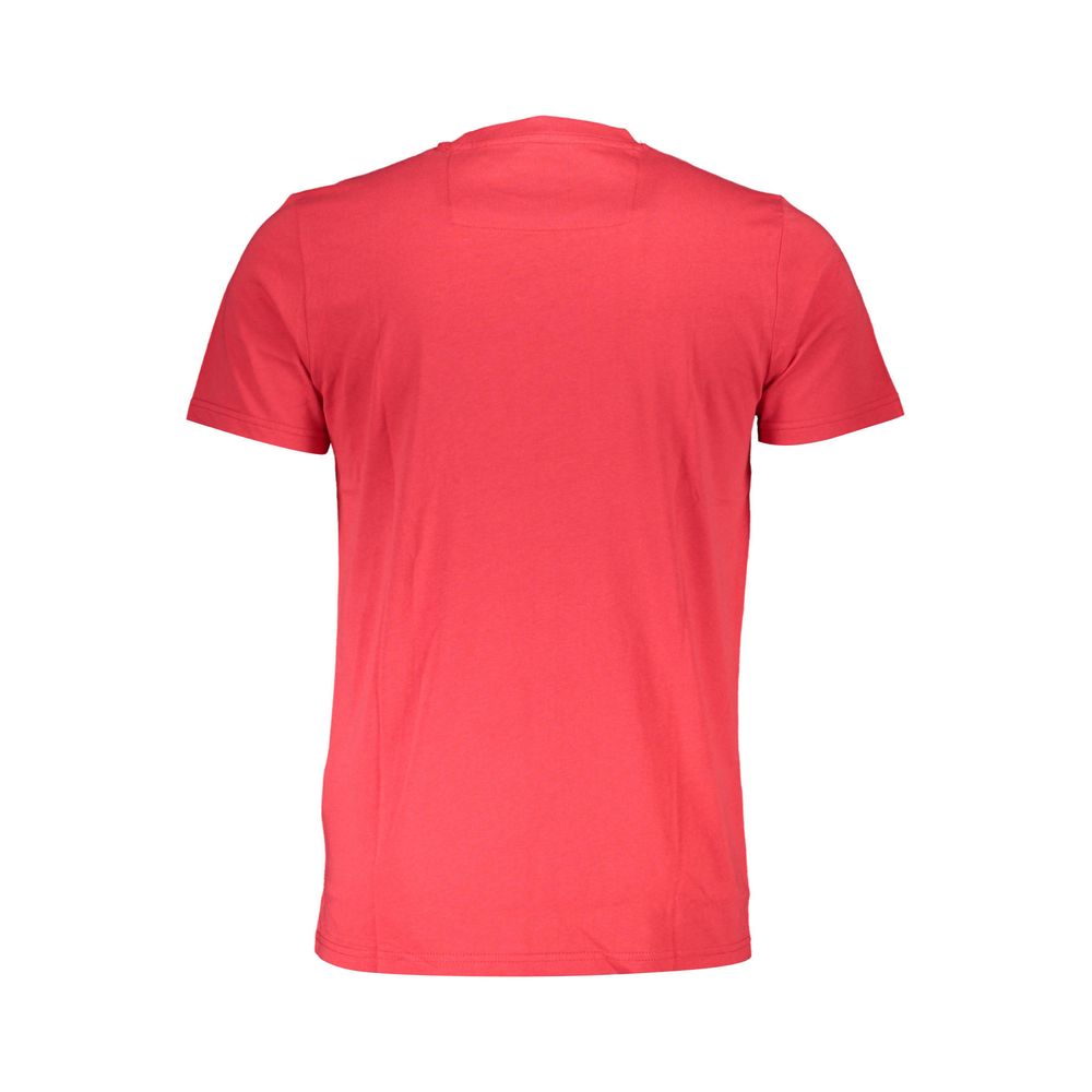 Cavalli Class Red Cotton Men T-Shirt back view, featuring short sleeves and vibrant red color, perfect for stylish sophistication.