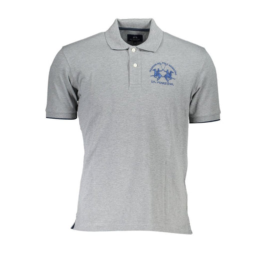 La Martina Brown Cotton Men Polo Shirt with elegant embroidery and logo, showcasing sporty elegance and comfort with a regular fit.