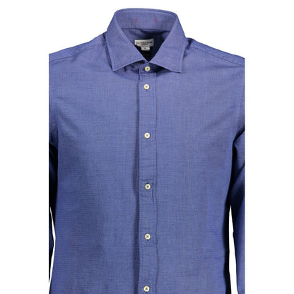 U.S. POLO ASSN. Blue Cotton Men Shirt with French collar and logo buttons