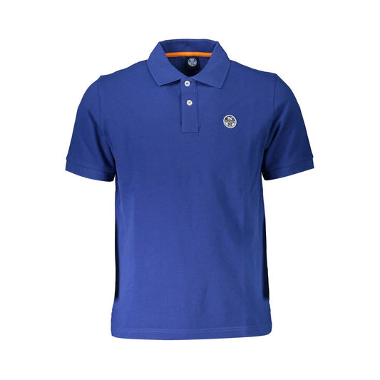 North Sails Blue Cotton Men Polo Shirt with logo, short sleeves, classic design, nautical-inspired style, made from cotton.