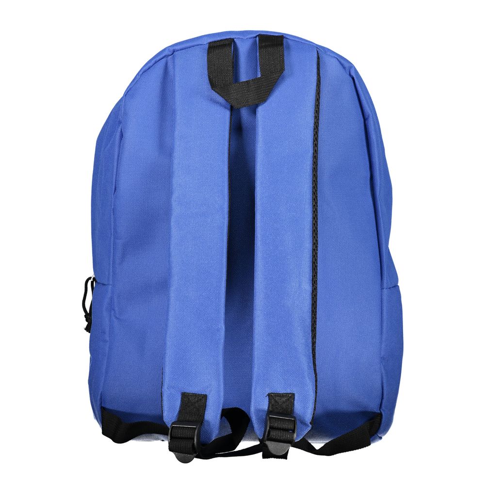 Back view of Norway 1963 Blue Polyester Men Backpack with adjustable shoulder straps and secure zip closure.