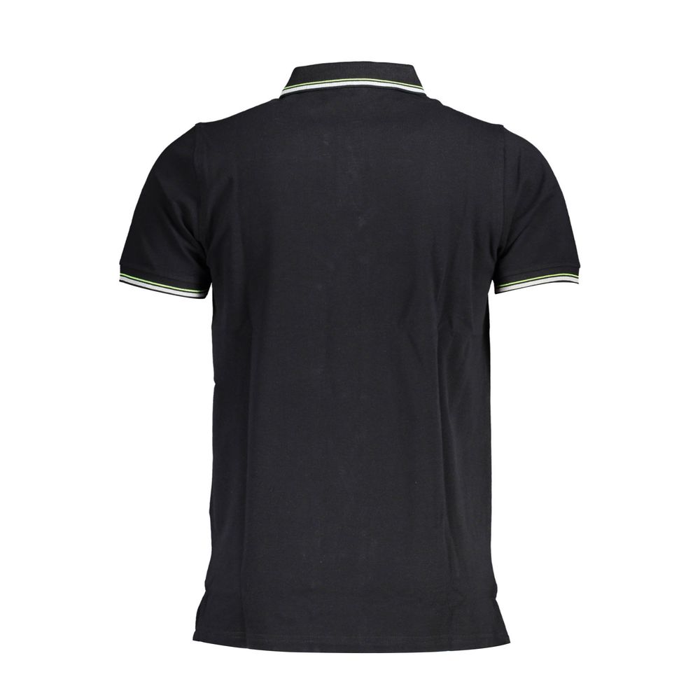 Norway 1963 Black Cotton Men Polo Shirt with contrasting details, back view.